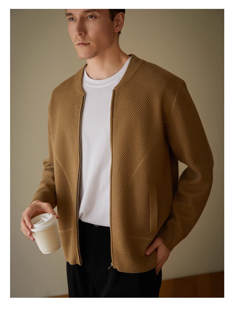 Men's Loose Casual Wool Knit Cardigan Jacket - Alpaca House