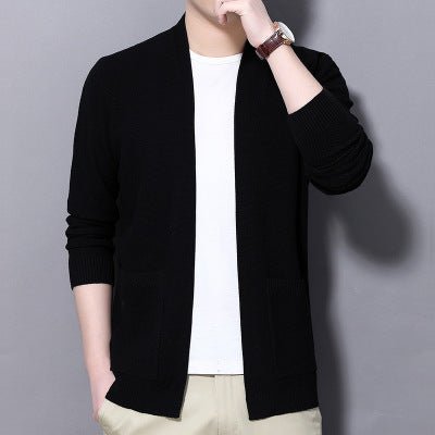 Men's sweater cardigan slim solid color jacket men - Alpaca House
