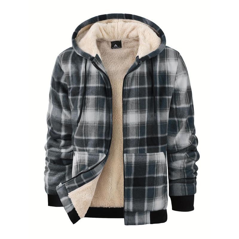 Men's Wool Plaid Hooded Jacket Outdoor Sportswear - Alpaca House