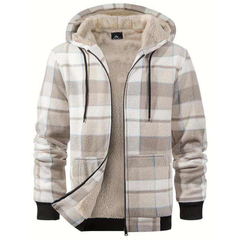 Men's Wool Plaid Hooded Jacket Outdoor Sportswear - Alpaca House
