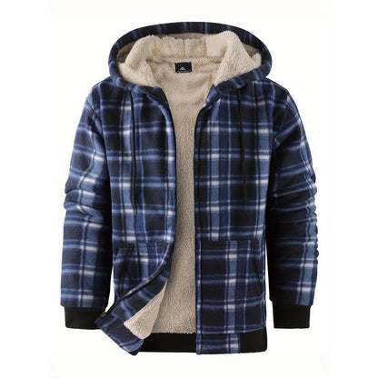 Men's Wool Plaid Hooded Jacket Outdoor Sportswear - Alpaca House