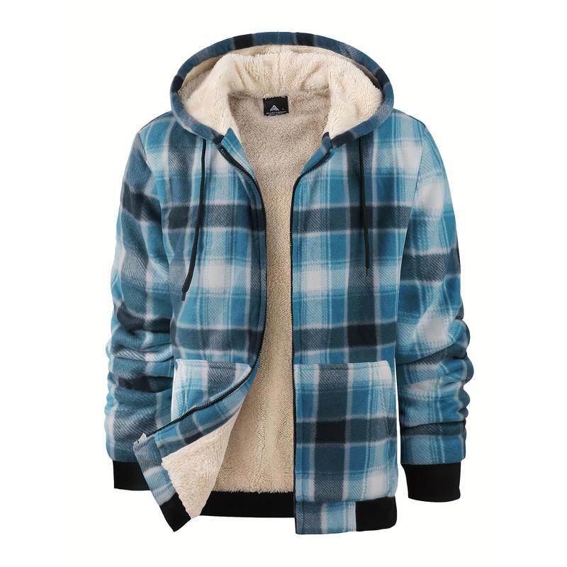 Men's Wool Plaid Hooded Jacket Outdoor Sportswear - Alpaca House