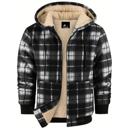Men's Wool Plaid Hooded Jacket Outdoor Sportswear - Alpaca House