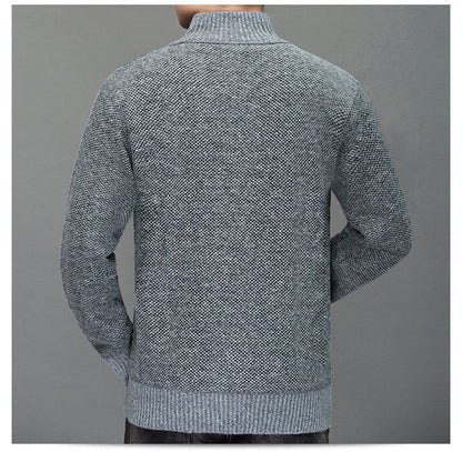 Men's Zipper Cardigan Knitted Jacket With Cashmere And Thickening - Alpaca House