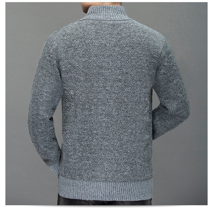 Men's Zipper Cardigan Knitted Jacket With Cashmere And Thickening - Alpaca House