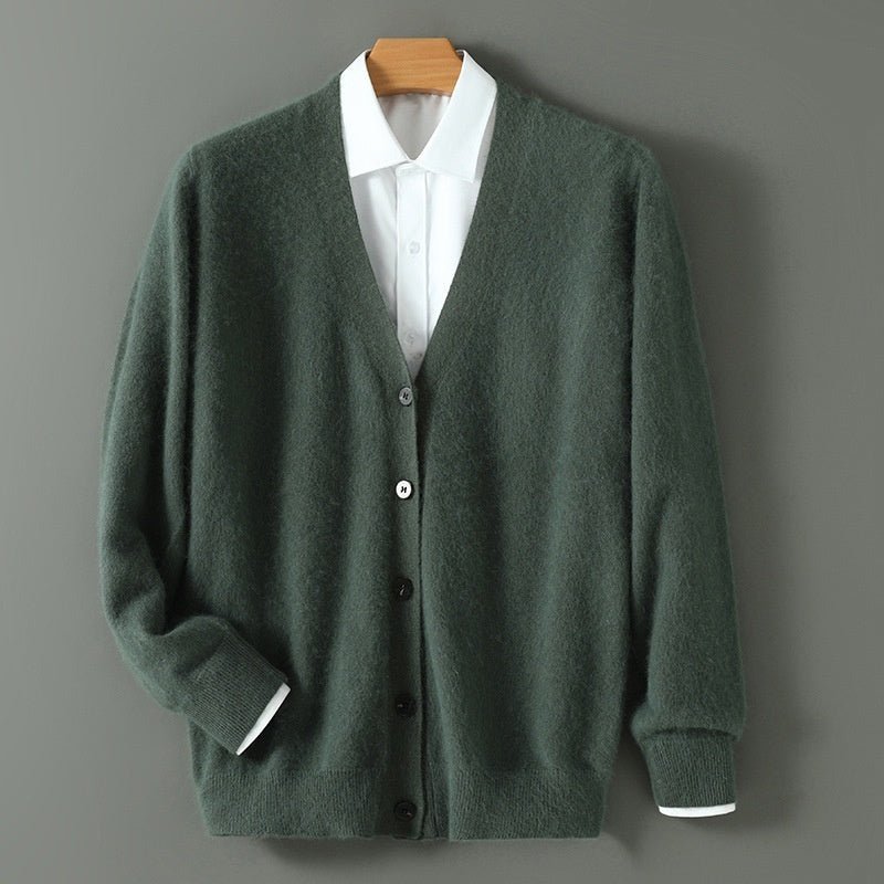 Mink Wool Sweater Men V - neck Thickened Sweater Loose Cardigan - Alpaca House