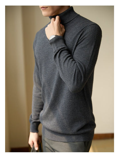 Pure Wool Turtleneck Sweater Men Thermal Slim Fit - Alpaca House