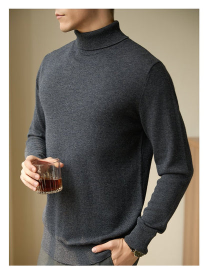 Pure Wool Turtleneck Sweater Men Thermal Slim Fit - Alpaca House