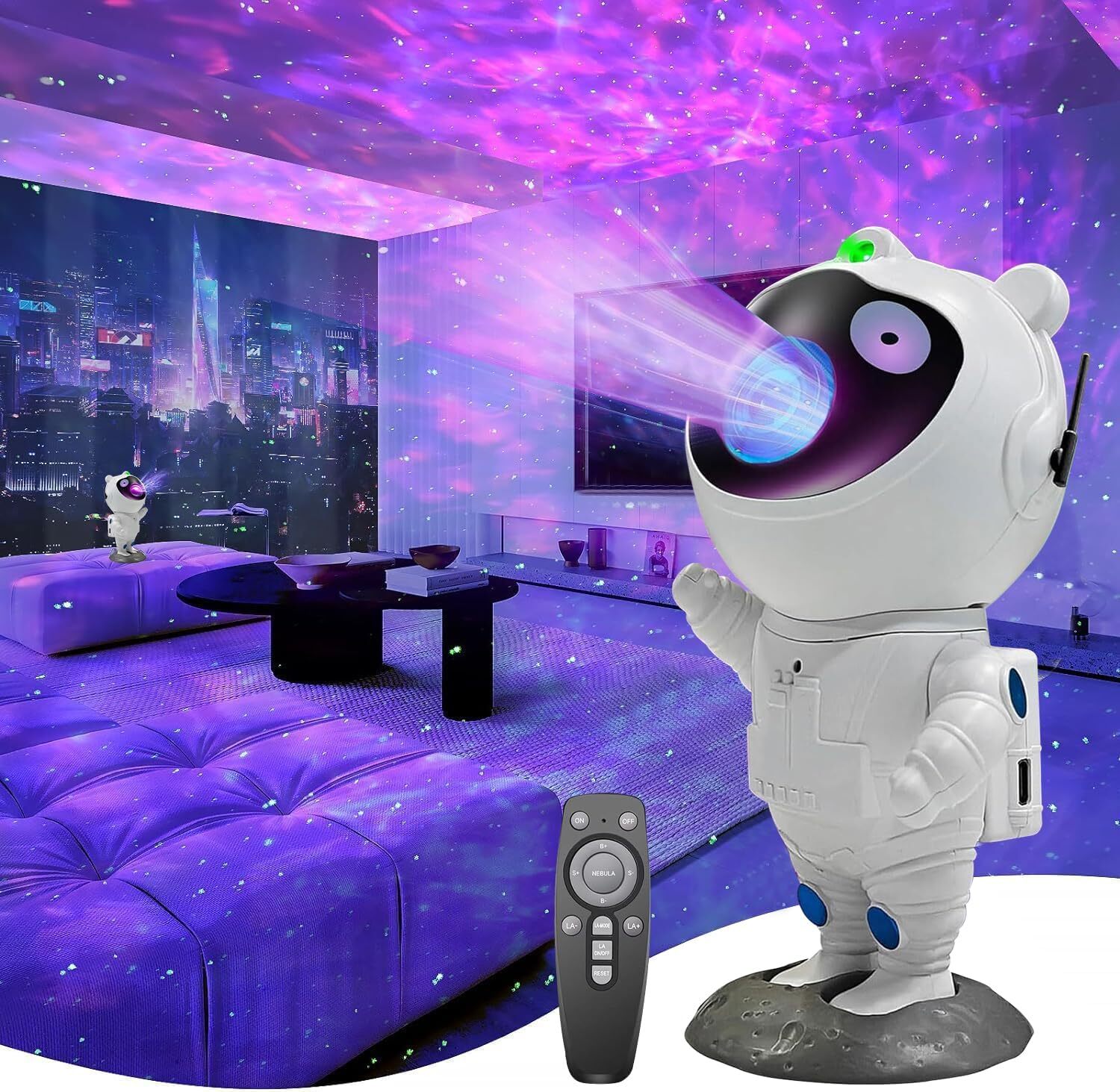 Galaxy Projector Astronaut Night Light with Remote Nebula Star Ceiling Lights