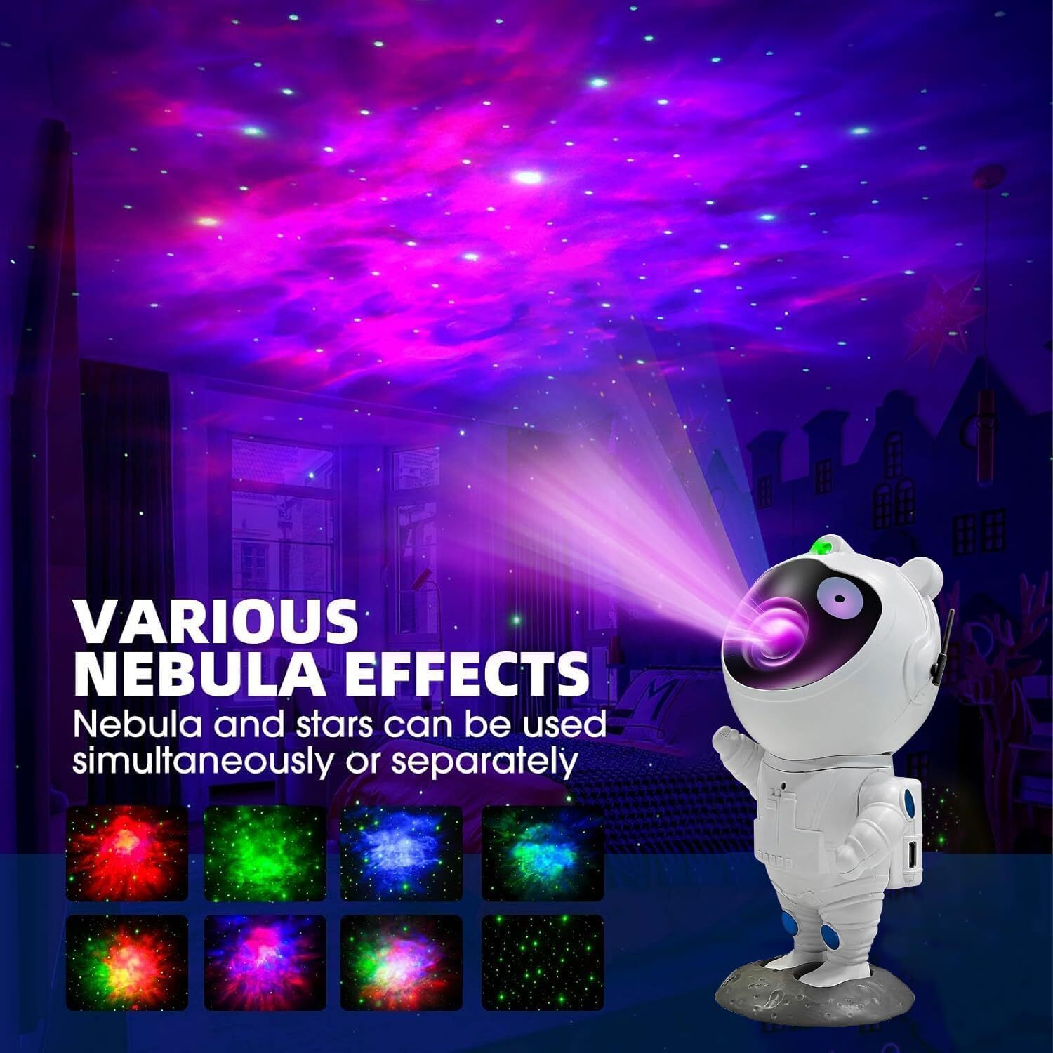 Galaxy Projector Astronaut Night Light with Remote Nebula Star Ceiling Lights