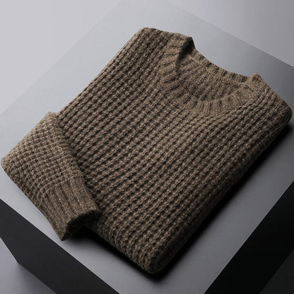 Spring And Autumn Two - color Wool - like Round Neck Sweater For Men - Alpaca House