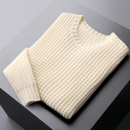 Spring And Autumn Two - color Wool - like Round Neck Sweater For Men - Alpaca House