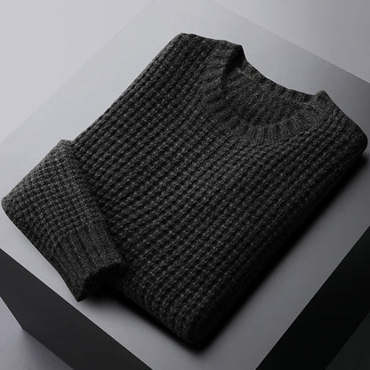 Spring And Autumn Two - color Wool - like Round Neck Sweater For Men - Alpaca House