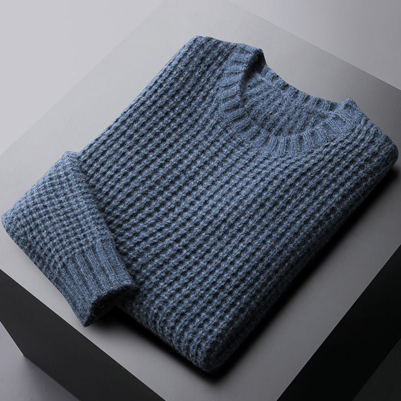 Spring And Autumn Two - color Wool - like Round Neck Sweater For Men - Alpaca House