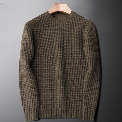 Spring And Autumn Two - color Wool - like Round Neck Sweater For Men - Alpaca House