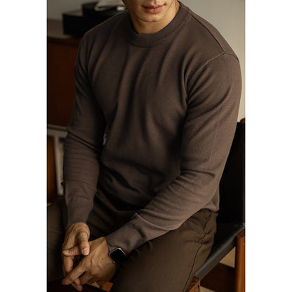 Tencel Wool Autumn And Winter Round Neck Long Sleeve Sweater Men - Alpaca House