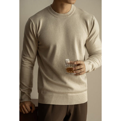 Tencel Wool Autumn And Winter Round Neck Long Sleeve Sweater Men - Alpaca House