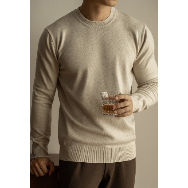 Tencel Wool Autumn And Winter Round Neck Long Sleeve Sweater Men - Alpaca House