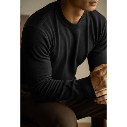 Tencel Wool Autumn And Winter Round Neck Long Sleeve Sweater Men - Alpaca House