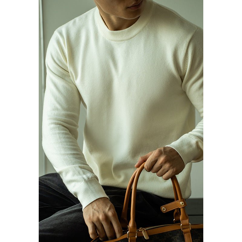 Tencel Wool Autumn And Winter Round Neck Long Sleeve Sweater Men - Alpaca House