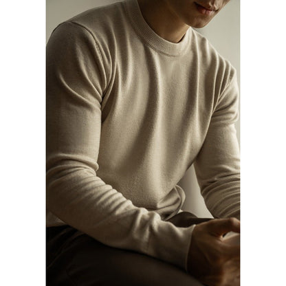 Tencel Wool Autumn And Winter Round Neck Long Sleeve Sweater Men - Alpaca House