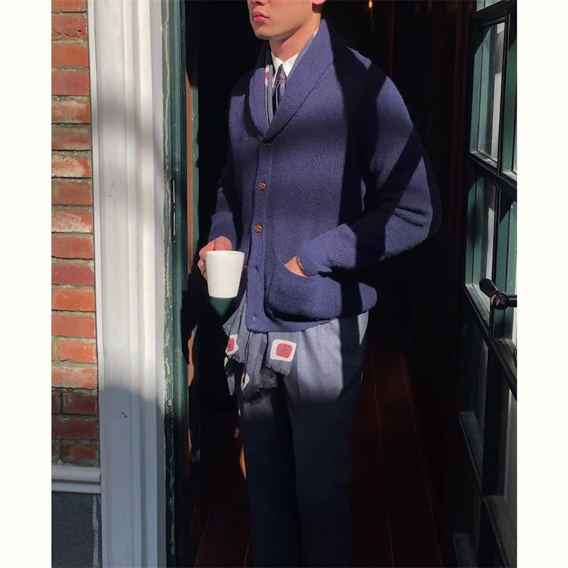 Thick Vintage Knitted Cardigan For Men Retro - Alpaca House