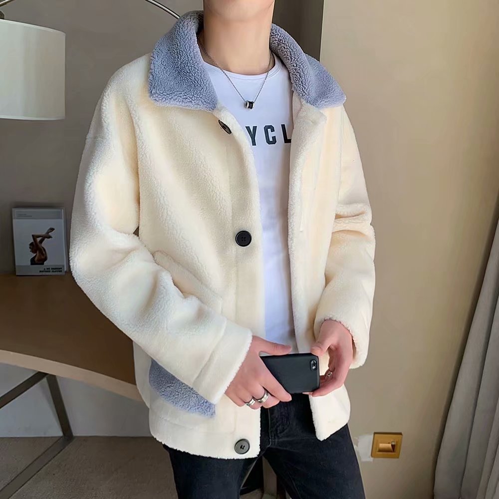 Thickened Warm Fleece Padded Jacket Men's Lamb Wool Coat - Alpaca House