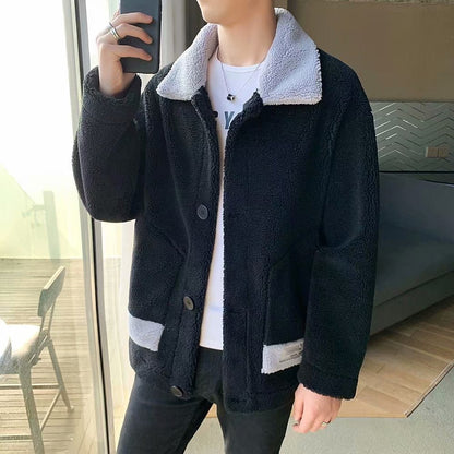 Thickened Warm Fleece Padded Jacket Men's Lamb Wool Coat - Alpaca House