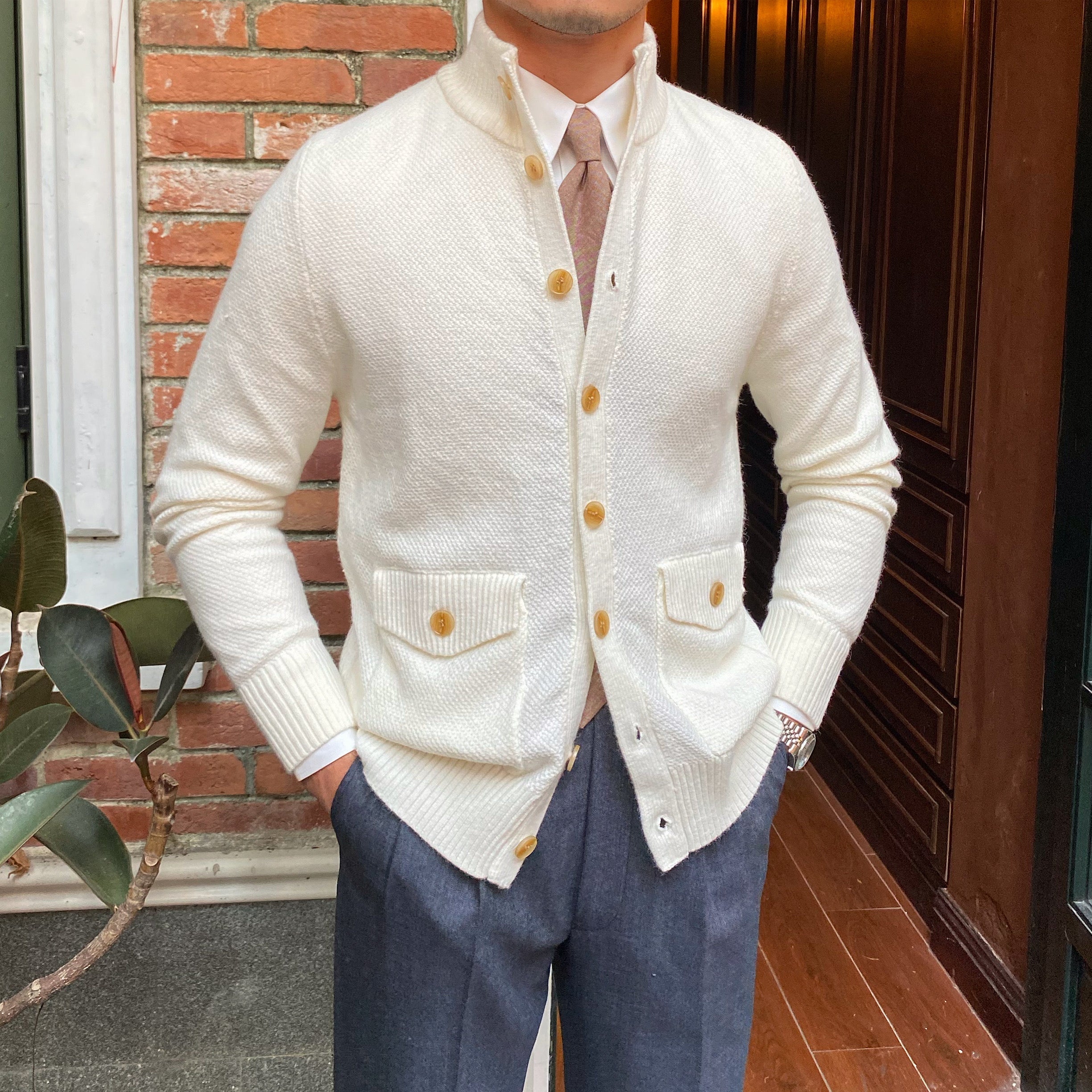 Warm Single Breasted Knitted Cardigan Jacket For Men - Alpaca House