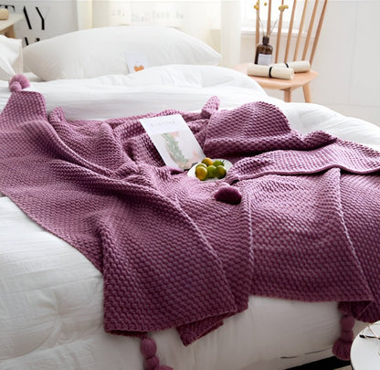 Wool Knit Fringed Blanket Nordic - Style Soft Warmth for Office & Home Comfort - Alpaca House