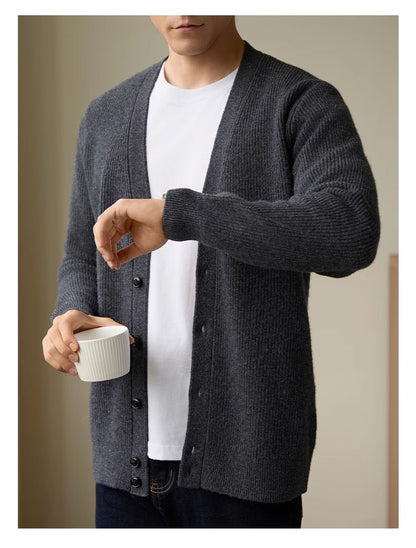 Wool Warm Cardigan Knitted Coat V - neck Casual American Men's Clothing Autumn And Winter - Alpaca House
