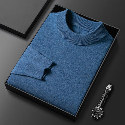 Worsted All Wool Sweater Solid Color Simple Knitwear - Alpaca House